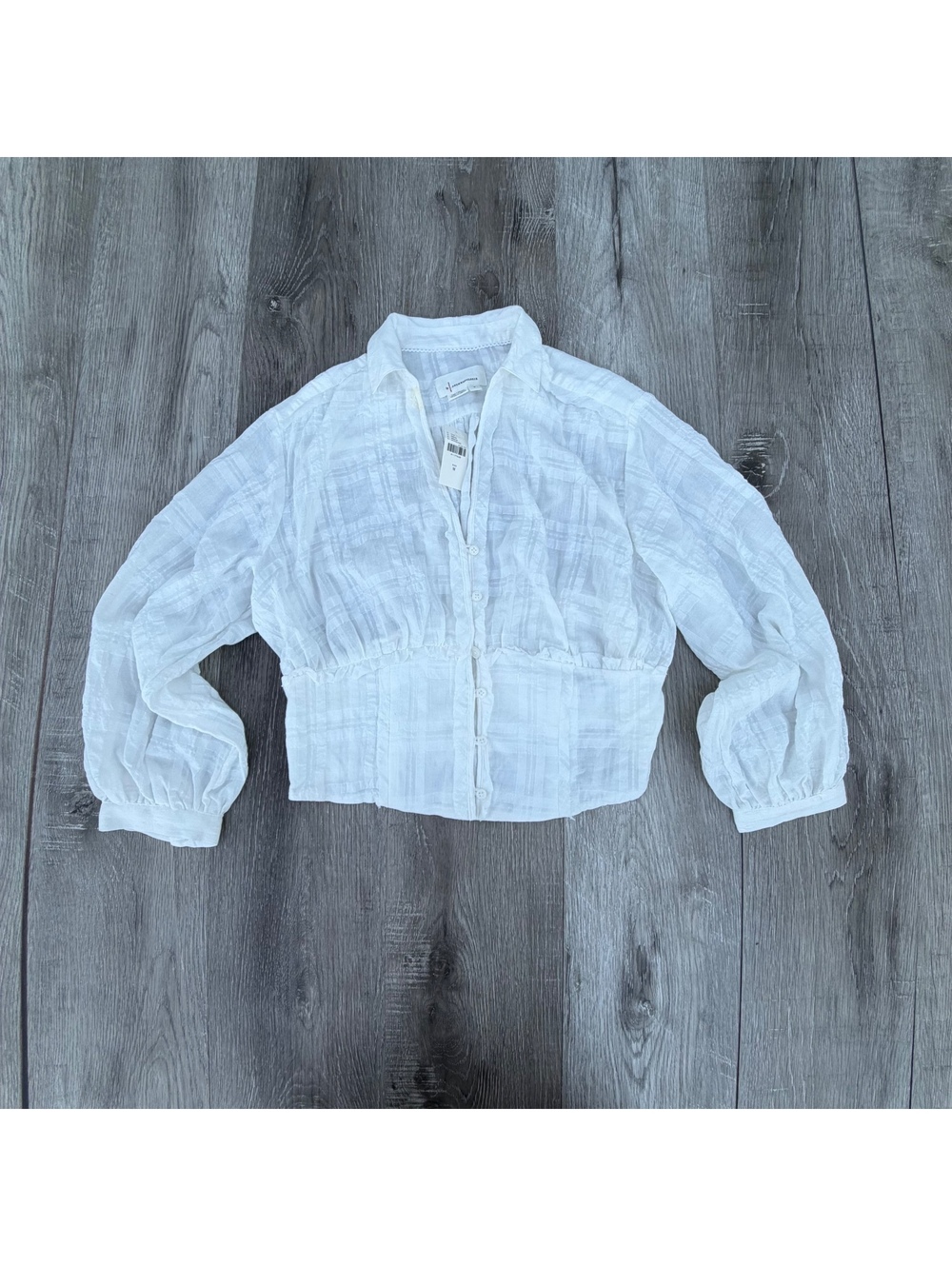 New By Anthropologie Smocked Buttondown Blouse size M